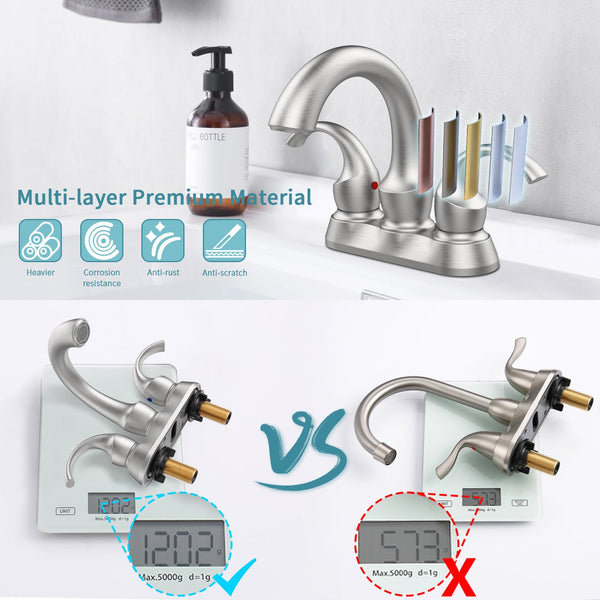 English Elm Bathroom Faucet 2-Handle Brushed Nickel Swan Style With Pop-Up Drain For Easy Installation, Fr4075-Np T3177P277547