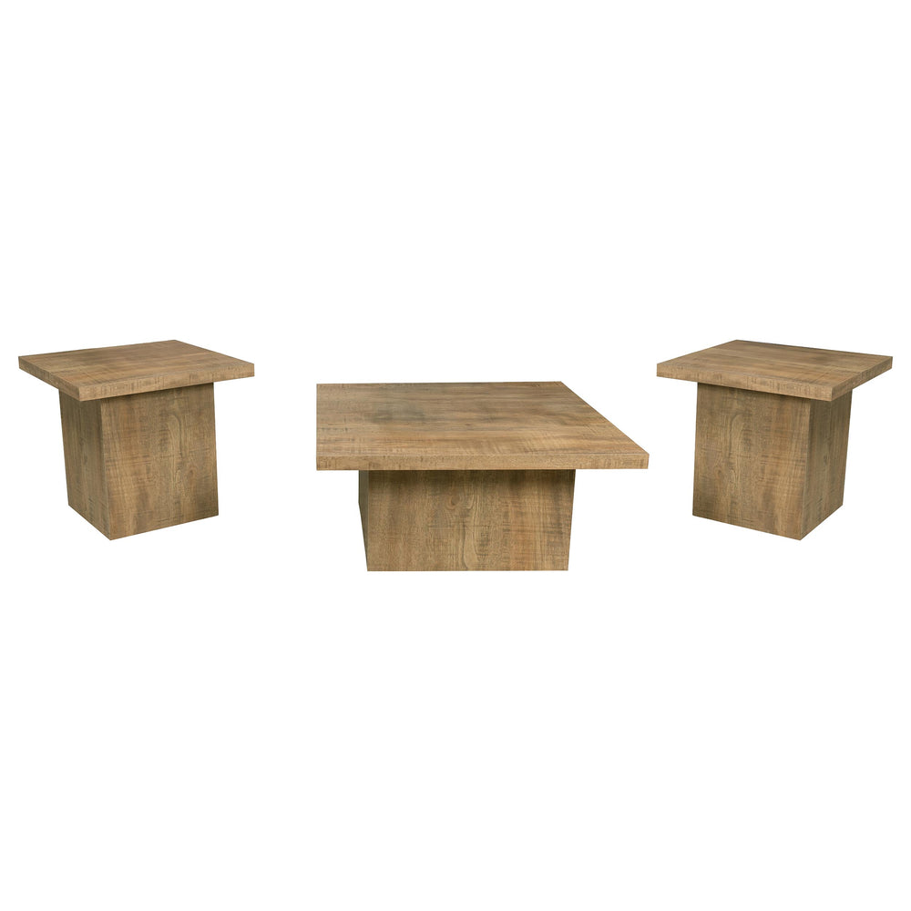 English Elm Square Engineered Wood Cocktail Table Matte Black Pedestal Base Modern Living Room B016P469815