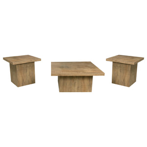 English Elm Square Engineered Wood Cocktail Table Matte Black Pedestal Base Modern Living Room B016P469815