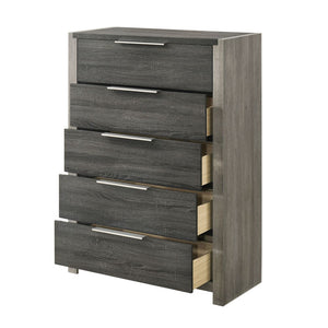 English Elm Modern Five-Drawer Storage Chest with Full-Extension Dovetail Drawers and Sleek Metal Handles, 38W Gray 58 L x 41 W x 19 H B2741P405635