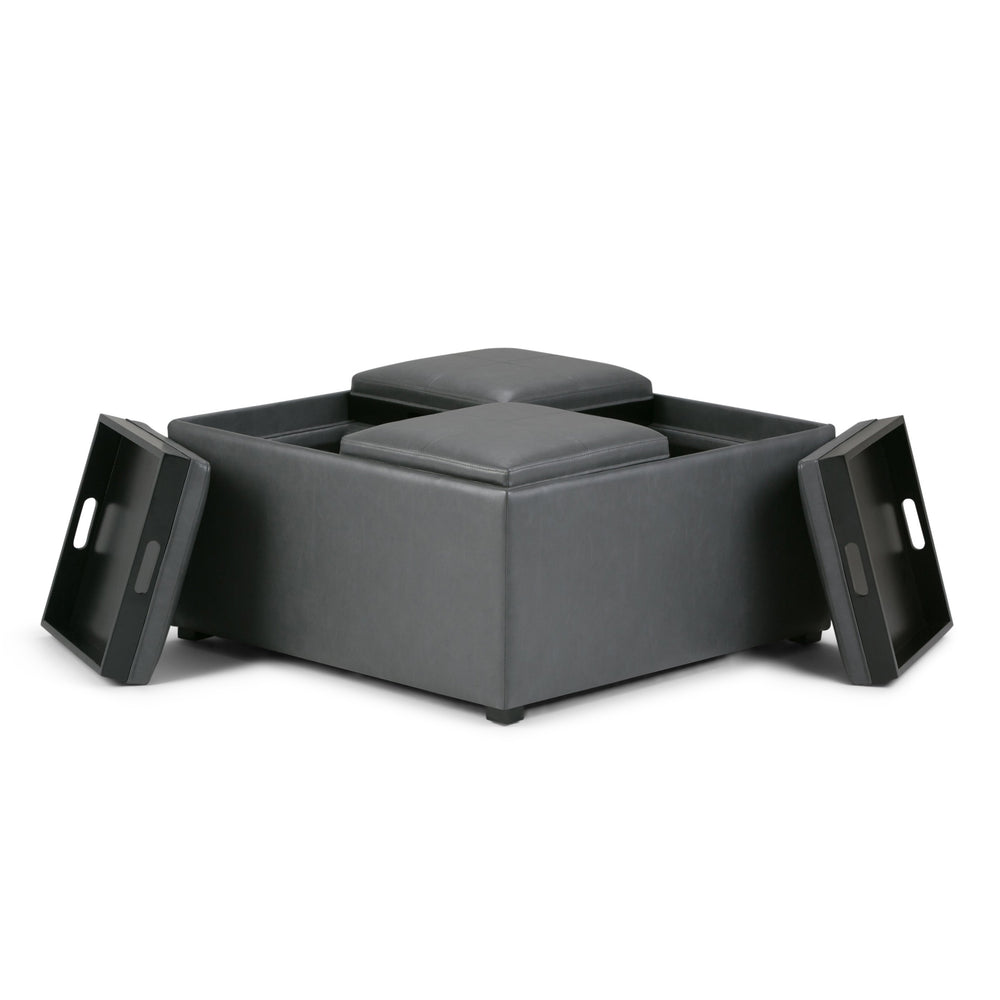 English Elm Avalon Square Coffee Table Storage Ottoman In Stone Grey - Versatile, Stylish & Functional Design B136P159753