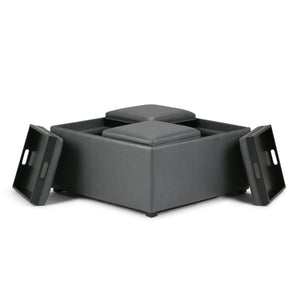 English Elm Avalon Square Coffee Table Storage Ottoman In Stone Grey - Versatile, Stylish & Functional Design B136P159753