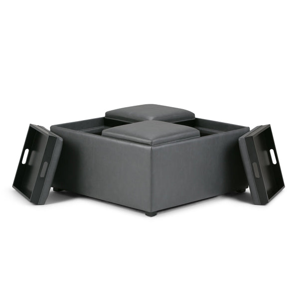 English Elm Avalon Square Coffee Table Storage Ottoman In Stone Grey - Versatile, Stylish & Functional Design B136P159753