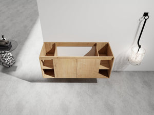 English Elm 48" Wall Mounted Bathroom Vanity With Soft Closing Doors, Open Storage, Stylish & Durable Design W999125012