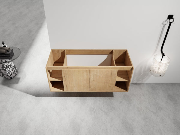 English Elm 48" Wall Mounted Bathroom Vanity With Soft Closing Doors, Open Storage, Stylish & Durable Design W999125012