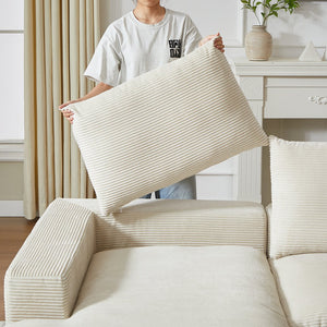 English Elm 99-Inch L-Shaped Corduroy Sectional Sofa With Chaise & 3 Pillows – Modern Comfort For Any Room! W834S00490