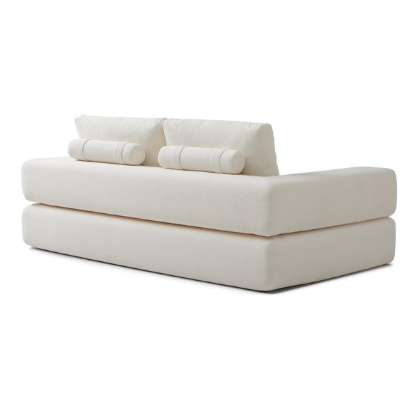 English Elm 81'' Corduroy Floor Sofa Convertible Loveseat Futon Sleeper with Foam Fill and Pillows Beige W1117P459678