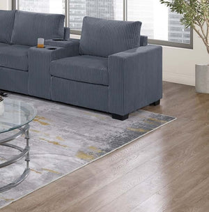 English Elm Modern 4-Piece Corduroy L-Shaped Sectional Sofa with Console, Cup Holders, USB Port, Plush Seating Dark Gray 53.5 L x 39 W x 27 H B011S01752