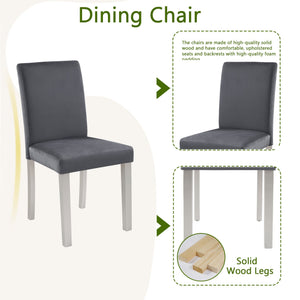 English Elm 5 Piece Wooden Dining Table Set - Elegant Square Table & 4 Upholstered Chairs With Crystal Accents W1998S00068