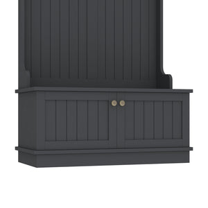 English Elm Hall Tree Entryway Organizer with Shoe Bench and 4-in-1 Coat Rack Hooks, Elegant Storage for Hallways Black W1580P327003