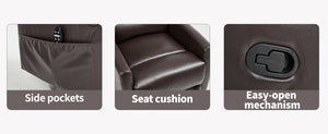 English Elm Heat Massage Rocker Swivel Recliner with 8-node Vibration and Lumbar Relief W3224P321865