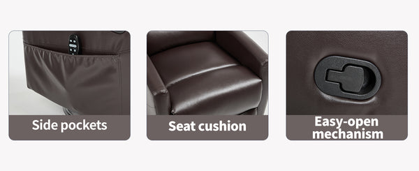 English Elm Heat Massage Rocker Swivel Recliner with 8-node Vibration and Lumbar Relief W3224P321865