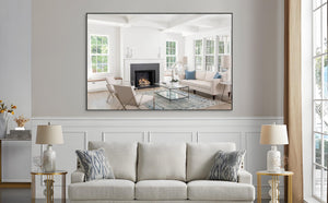 English Elm Oversized Aluminum Framed 72x48-Inch Full Length Mirror with Removable Tray and Dual Mounting Options Black W708P297635