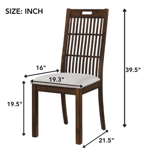 English Elm 2-Piece Rustic Farmhouse Dining Chair Set With Upholstered Seats, Easy Assembly, Solid Wood Frame W2537P214550