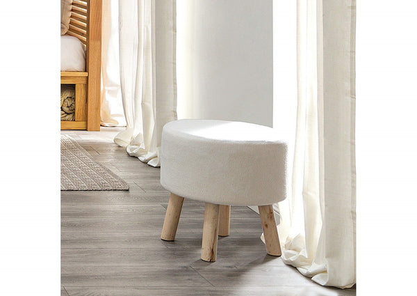 English Elm Contemporary compact footstool set of 2 with leatherette upholstery, solid wood frame, easy assembly, versatile seating White+Natural 17 L x 17 W x 25 H B2741P339687