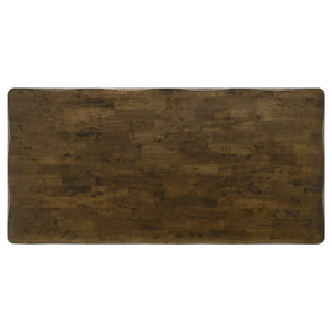 English Elm Carbon Knotty Nutmeg Dining Table with Rustic Knots, Sturdy Asian Hardwood Frame and Modern X-Base Support B062S00668