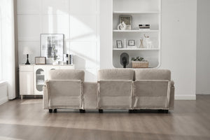 English Elm United Multifunctional L-Shaped Corduroy Sofa: 4-Seater With Usb Ports, Storage, And Comfort Features W1568S00226-GIGA