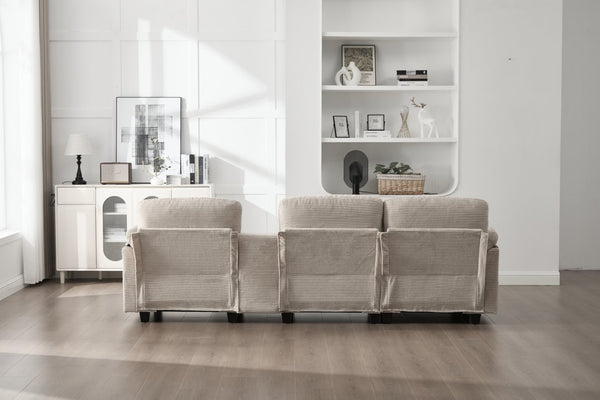 English Elm United Multifunctional L-Shaped Corduroy Sofa: 4-Seater With Usb Ports, Storage, And Comfort Features W1568S00226-GIGA