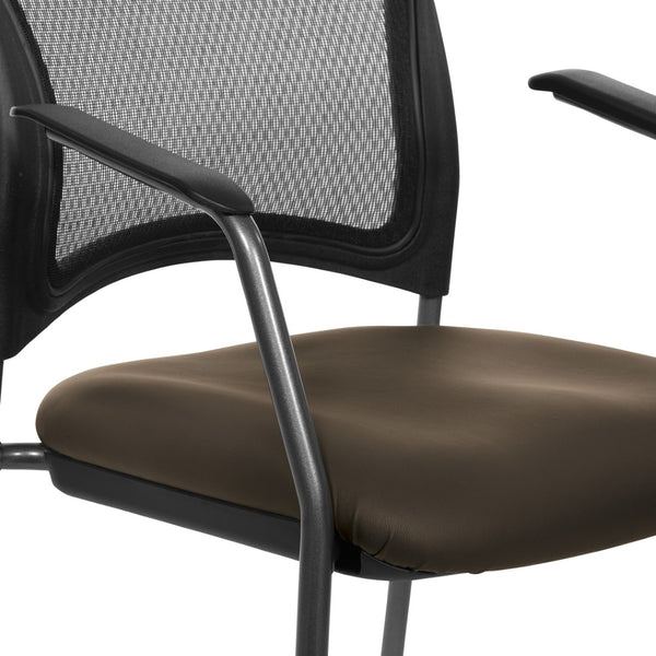 OSP Home Furnishings Progrid Mesh Back Stackable Chair with Titanium Frame for Conference Rooms Java 86710R-R102