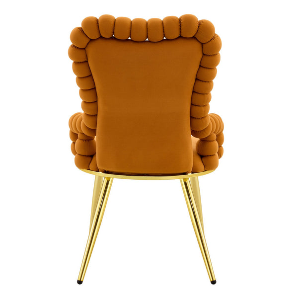 English Elm Set of 2 Sculptural Bubble Backrest Velvet Dining Chairs with Gleaming Gold Legs W3875P370855