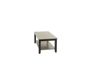 English Elm Gray Modern Two-Tone 47" Coffee Table with Walnut Veneer Top, Solid Rubberwood Legs & Shelf Storage B011P396179