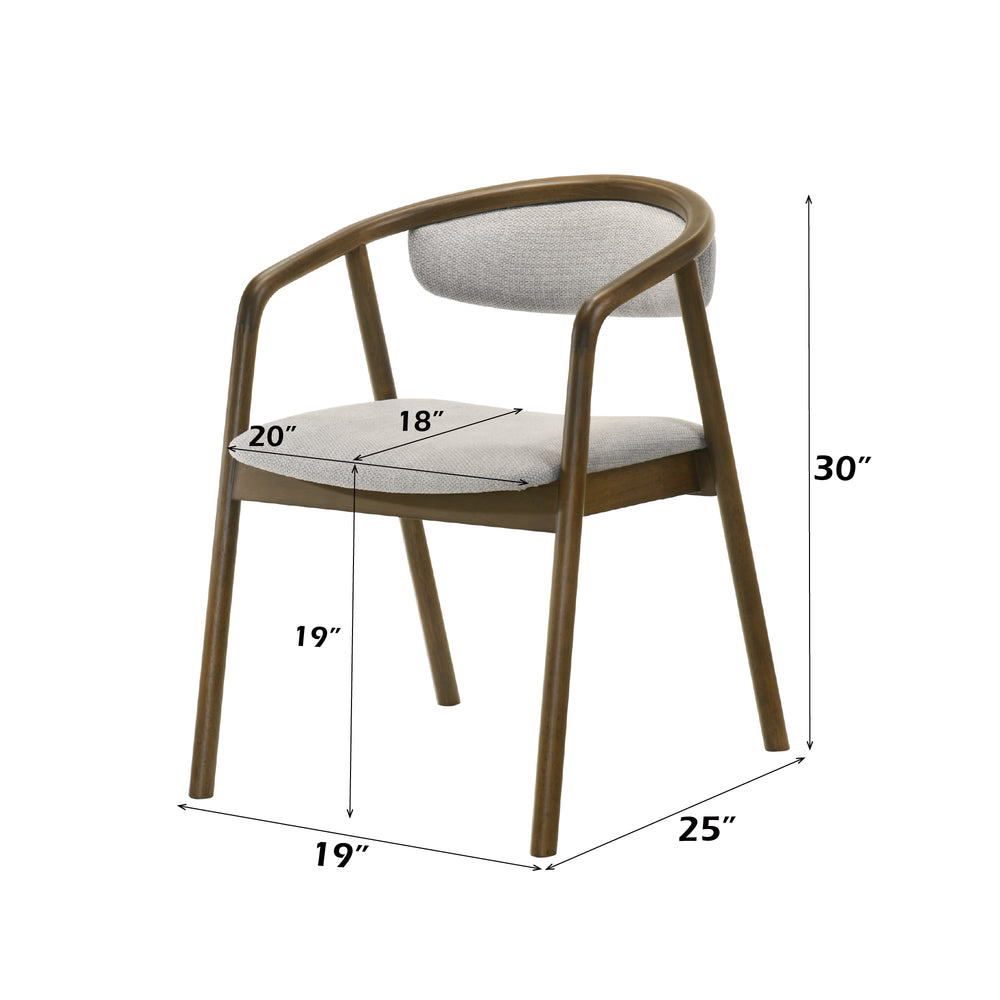 English Elm Delina Gray Chenille Side Chair with Walnut Veneer Frame, Padded 1.5" Cushion, 220lb Capacity B2726P400286
