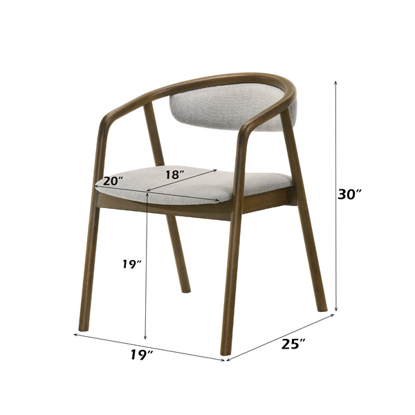 English Elm Delina Gray Chenille Side Chair with Walnut Veneer Frame, Padded 1.5" Cushion, 220lb Capacity B2726P400286