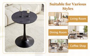 English Elm Round Faux Marble Tulip Dining Table Mid Century Pedestal Base for Compact Kitchens Black+Gery W2920P395716