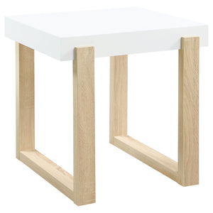 English Elm Fletcher Gloss White Lacquer Coffee and End Table Set for Modern Living Rooms B062S01624