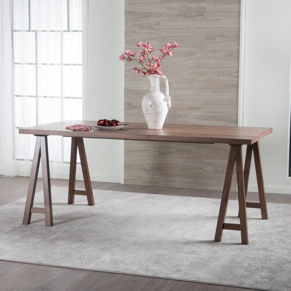 English Elm Christopher Knight Home® - DINING table solid wood and MDF farmhouse dining table 74.5" versatile large desk gaming surface farmhouse style durable design Walnut 60386.00