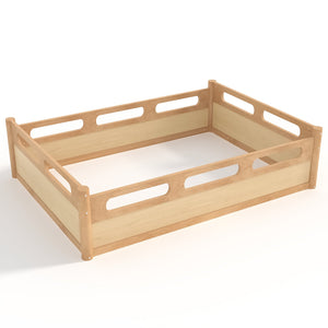English Elm Twin Low Profile Floor Bed with Guardrails Pine Wood Frame Minimalist Bedroom Natural W1580P438793