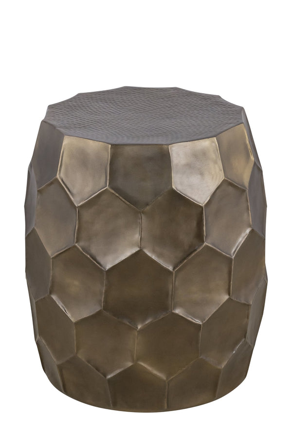 English Elm ET101 Hand-Hammered Hexagonal End Table 21" Height Rounded Accent Table for Modern Rustic Decor Gold B009P295929