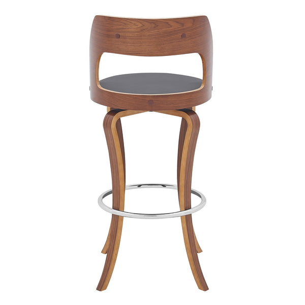 English Elm Fiera 29" Swivel Bar Stool in Gray Faux Leather with Walnut Legs — Ergonomic, Stable, 250 lb Capacity B2736P268541