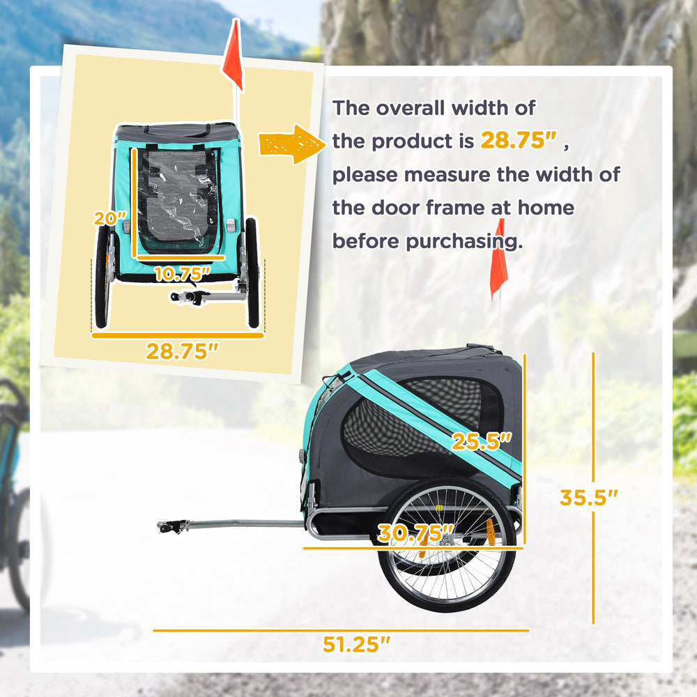 English Elm Pet Bike Trailer Steel Frame Oxford Fabric Dog Carrier with Mesh Ventilation Panels T3971P435614