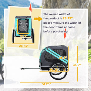 English Elm Pet Bike Trailer Steel Frame Oxford Fabric Dog Carrier with Mesh Ventilation Panels T3971P435614