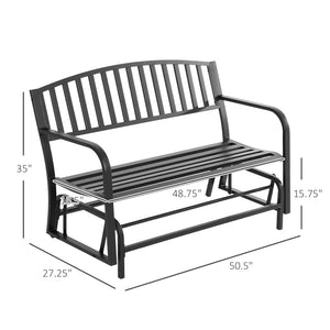 English Elm Outsunny Outdoor Glider Bench For Patio, Comfortable Loveseat With Armrests & Weather-Resistant Frame W2225P174338-GIGA