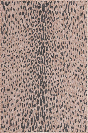 Unique Loom Outdoor Safari Samburu Machine Made Animal Print Rug Natural, Light Brown/Gray 5' 3" x 7' 10"