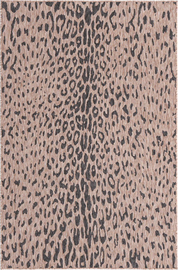 Unique Loom Outdoor Safari Samburu Machine Made Animal Print Rug Natural, Light Brown/Gray 5' 3" x 7' 10"