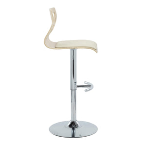 English Elm Adjustable Swivel Barstools Mid-century Modern Walnut and Cream Faux Leather Set of 2 B202S02182