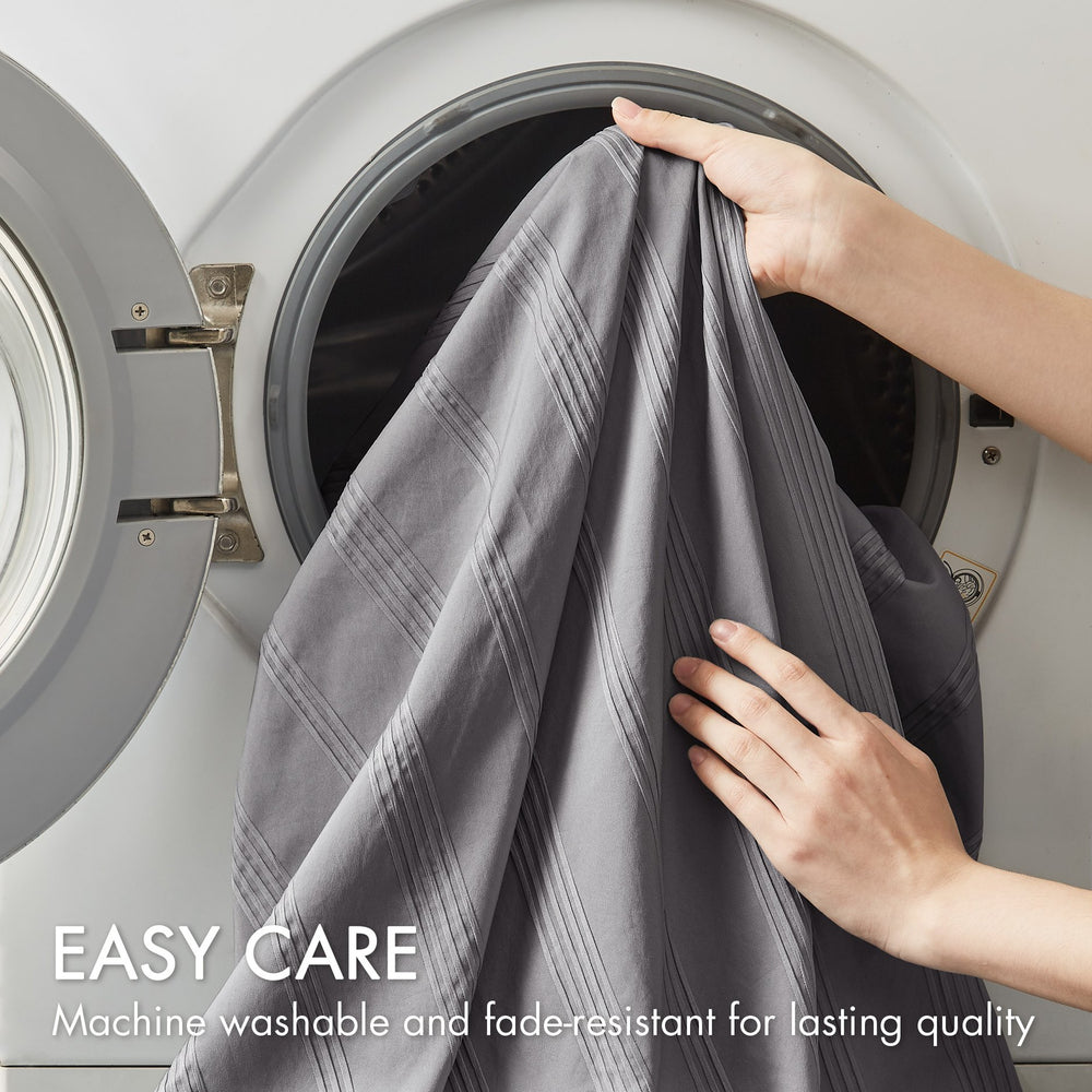 JLA Home Super Listing - Woven Logan Comforter Set with Subtle Stripes, Ultra-Soft Microfiber Reverse, Oeko-Tex Certified Charcoal AM10-0558