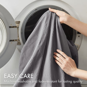 JLA Home Super Listing - Woven Logan Comforter Set with Subtle Stripes, Ultra-Soft Microfiber Reverse, Oeko-Tex Certified Charcoal AM10-0558