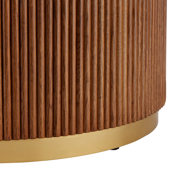 Dakota Cocktail Table - Mid-Century Modern Design with Oak, Marble Top & Brass Accents for Elegance