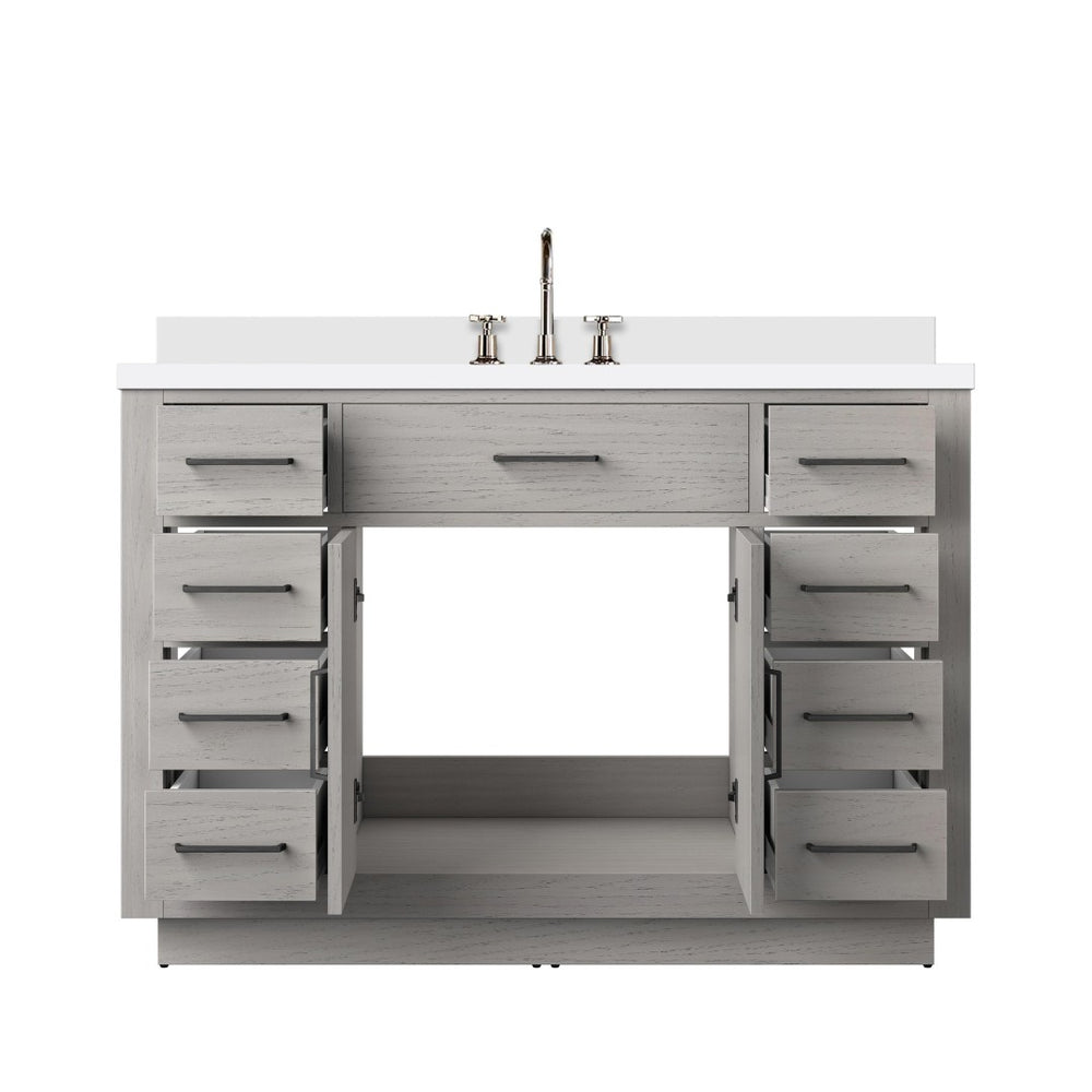 English Elm White Oak Single-Sink Vanity With Cultured Marble Top, Chrome Faucet, Soft-Close Features & Storage B2731P257727-GIGA