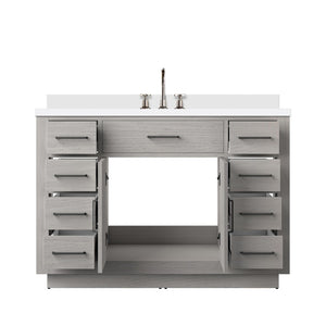 English Elm White Oak Single-Sink Vanity With Cultured Marble Top, Chrome Faucet, Soft-Close Features & Storage B2731P257727-GIGA