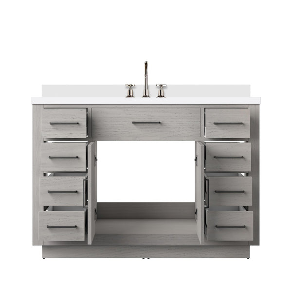 English Elm White Oak Single-Sink Vanity With Cultured Marble Top, Chrome Faucet, Soft-Close Features & Storage B2731P257727-GIGA