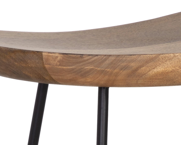 Sunpan Indra Counter Stool - Elegant Coastal Design with Solid Mango Wood Seat & Sturdy Black Iron Frame