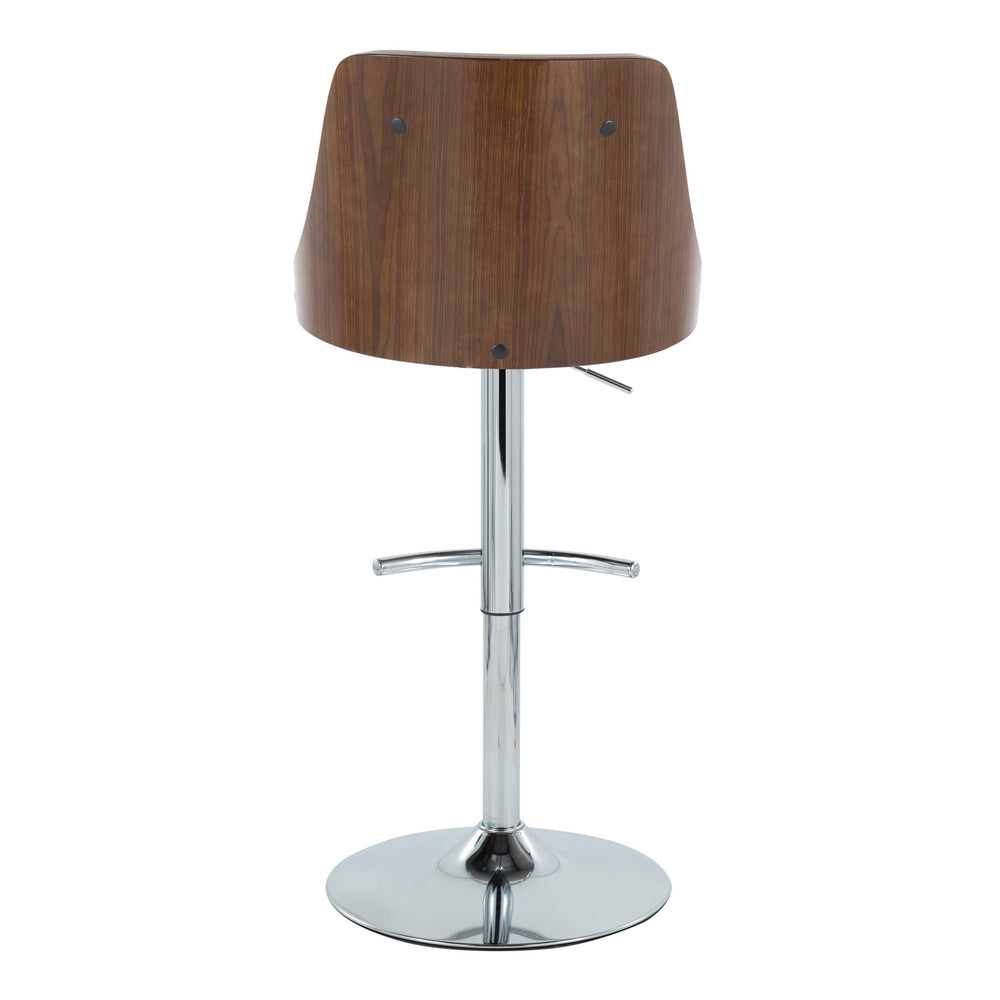 English Elm Gianna Adjustable Barstools Set Of 2 - Mid-Century Modern Chrome & Walnut With Grey Faux Leather Comfort B202S00892
