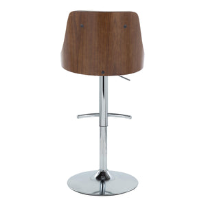 English Elm Gianna Adjustable Barstools Set Of 2 - Mid-Century Modern Chrome & Walnut With Grey Faux Leather Comfort B202S00892