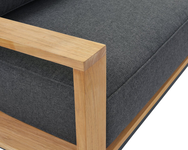 Sunpan Cagliari Sofa - Modern Outdoor Retreat with Durable Teak Wood Frame and Weather-Resistant Cushions Gracebay Grey