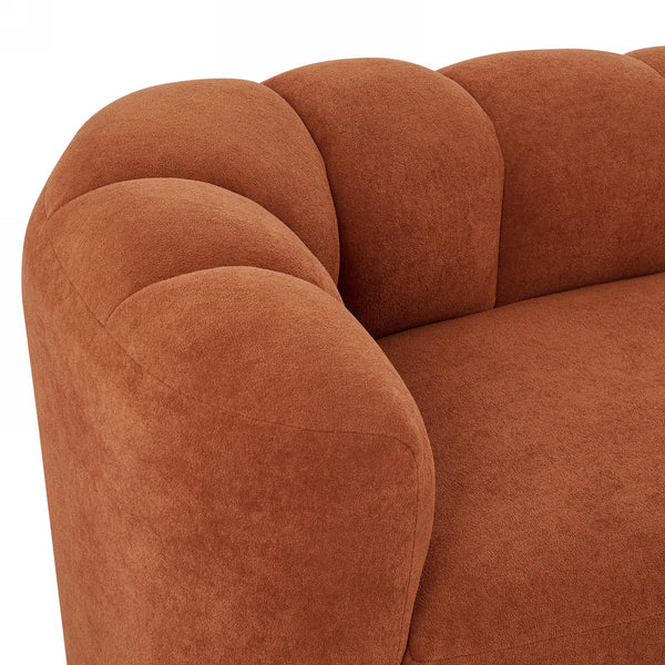 English Elm 80" Curved Sofa Scalloped Bubble Back Polyester Upholstered Modern Living Room Seating Dark Orange N771P397555C